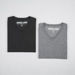 Premium V-Neck T-Shirt // Premium Heather + Vintage Black // Pack of 2 (XL)