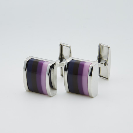 Gradiant Stripe Square Cufflink // Purple