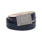 Shield Leather Belt // Navy (34)