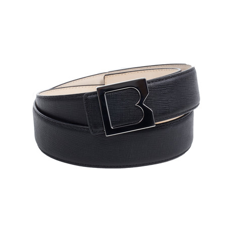 Black B Leather Belt // Black (32)