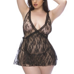 Lace Wrap Babydoll // Black (One Size Queen)