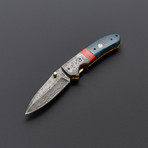 Red Turquoise Stone + Blue Bone Folding Knife