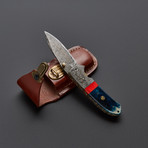 Red Turquoise Stone + Blue Bone Folding Knife