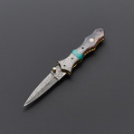 Green Turquoise Stone + Bone Folding Dagger