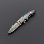 Green Turquoise Stone + Bone Folding Hunter