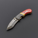 Yellow Turquoise Stone + Sunset Bone Folding Knife