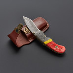 Yellow Turquoise Stone + Sunset Bone Folding Knife