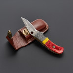 Yellow Turquoise Stone + Red Bone Folding Knife