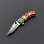 Yellow Turquoise Stone + Red Bone Folding Knife