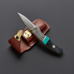 Green Turquoise Stone + Black Bone Folding Knife