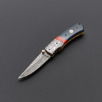 Red Turquoise Stone + Blue Camel Bone Folding Knife