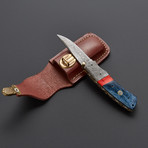 Red Turquoise Stone + Blue Camel Bone Folding Knife