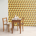 Yellow 3D Cubes Wall Mural // Set Of 12