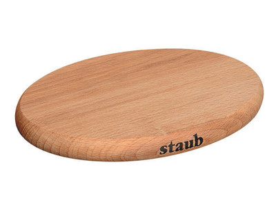 Staub French Cast-Iron Cookware Oval Magnetic Wood Trivet // 8.25