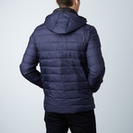 Liam Lightweight Hooded Puffer Jacket // Navy + Black (XL)