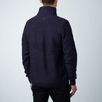 Jeremy Wool Cable Knit Sweater // Navy (S)