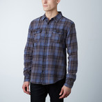 Oliver Washed Cotton Button Down Shirt // Black + Blue (S)