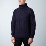 Jeremy Wool Cable Knit Sweater // Navy (2XL)