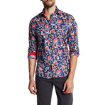 Fabian Floral Slim-Fit Dress Shirt // Navy (2XL)