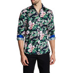 Harmonic Floral Slim-Fit Dress Shirt // Black (M)