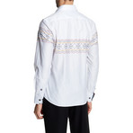 Grecco Slim-Fit Printed Dress Shirt // White (S)