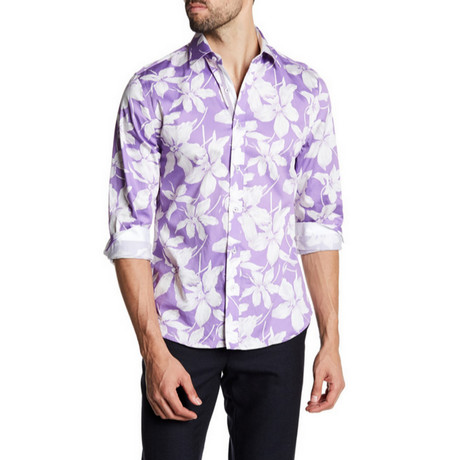 Harvest Slim-Fit Printed Dress Shirt // Lavender (S)