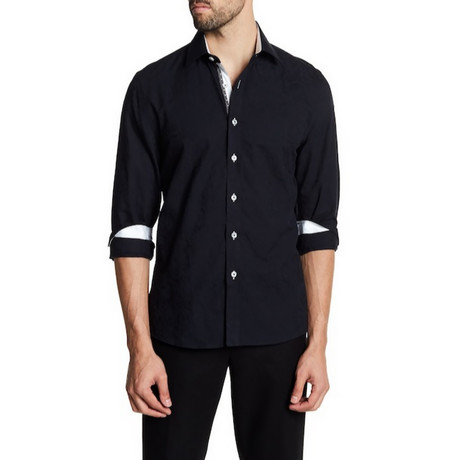 Dennison Slim-Fit Printed Dress Shirt // Black (S)