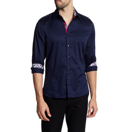 Folgart Slim-Fit Solid Dress Shirt // Navy (S)