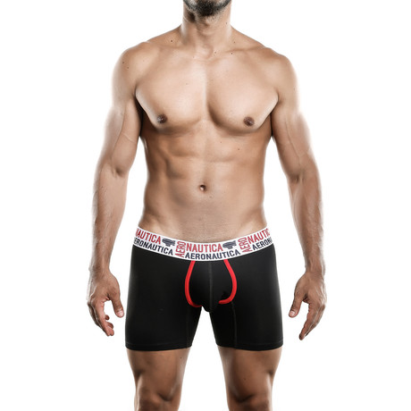 Aeronautica Cotton Boxer Medium // Black + Red (S)