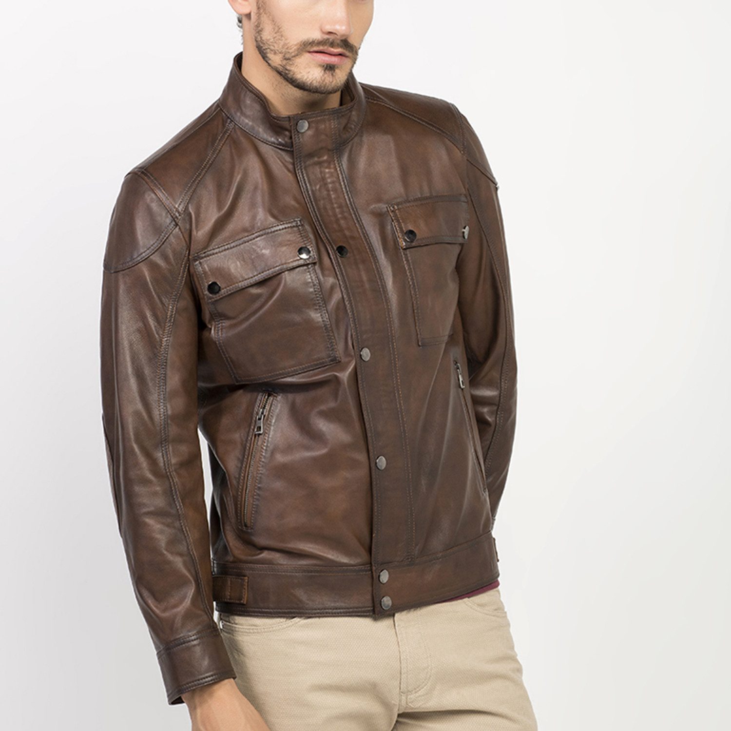 Masky Leather Jacket // Brown (S) - Jimmy Sanders - Touch of Modern