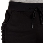 Fleece Pleated Thigh Pant // Black (L)