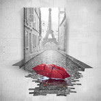 Red Umbrella And Eiffel Tower // Mostic 3D Wrapped Canvas + Decal