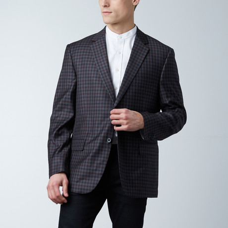 Wool Sport Coat // Gray + Burgundy Check (US: 36S)