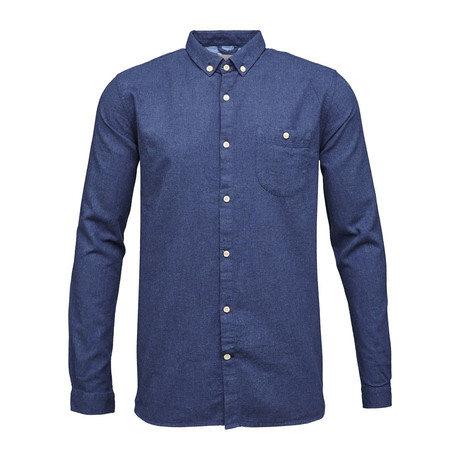 Melange Effect Flannel Shirt // Estate Blue (S)