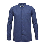 Melange Effect Flannel Shirt // Estate Blue (L)