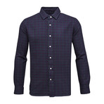 Loose Twill Checked Shirt // Peacoat (L)