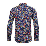 Poplin Shirt Allover Flower Print // Peacoat (XL)