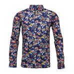 Poplin Shirt Allover Flower Print // Peacoat (L)