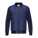 Quilted Jacket W/ Double Face Sleeves // Peacoat (L)