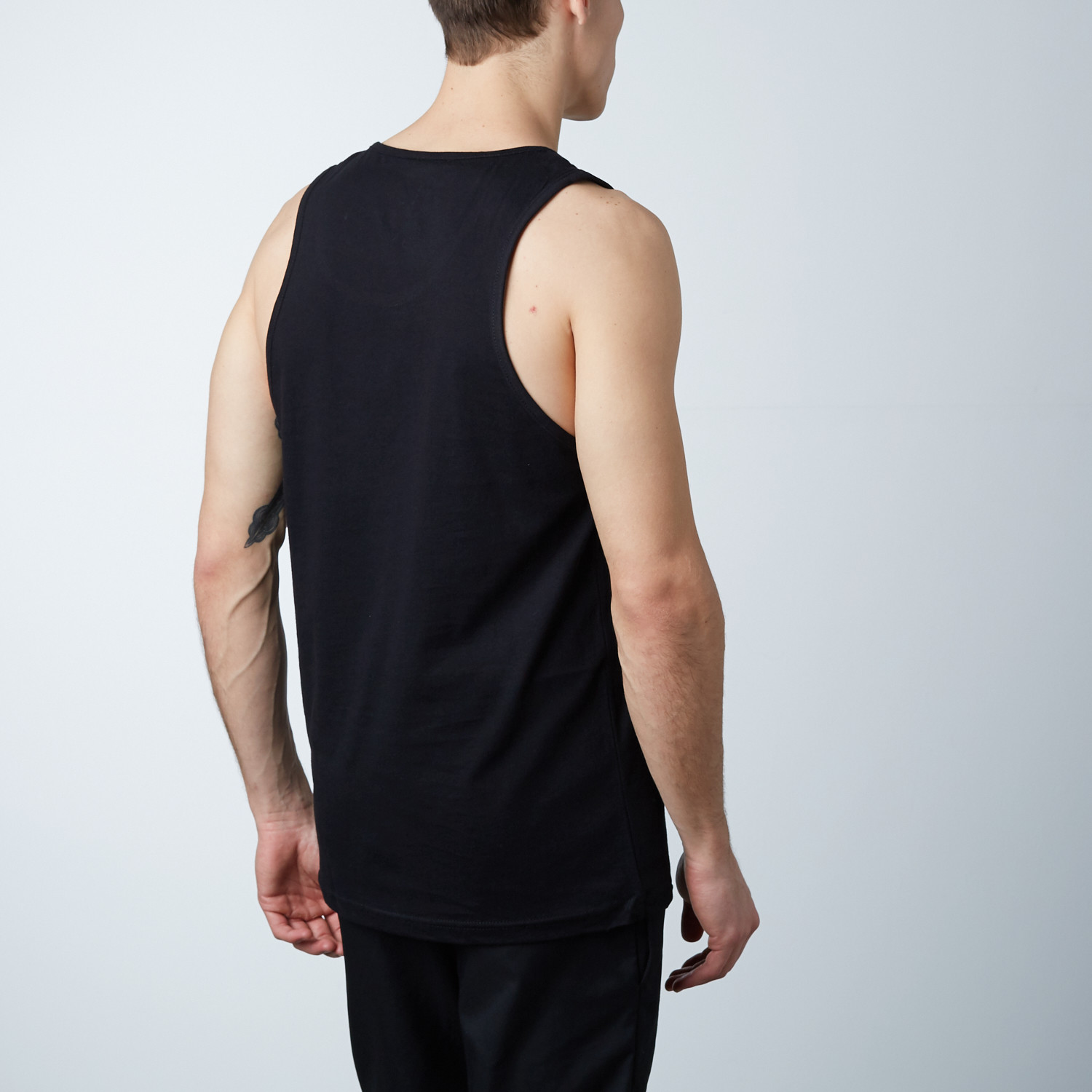 Ultra Soft Semi-Fitted Bar Graphic Tank // Black + Gold Print (S ...