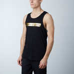 Ultra Soft Semi-Fitted Bar Graphic Tank // Black + Gold Print (S)