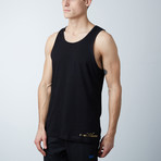 Ultra Soft Semi-Fitted Horizontal Graphic Tank // Black + Gold Print (S)