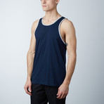 Ultra Soft Semi-Fitted Ringer Tank // Navy + Heather Gray (M)