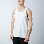 Ultra Soft Semi-Fitted Ringer Tank // White + Heather Gray (L)