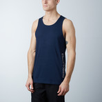 Ultra Soft Semi-Fitted Vertical Graphic Tank // Navy + White Print (L)