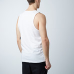 Ultra Soft Semi-Fitted Vertical Graphic Tank // White + Black Print (2XL)