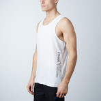 Ultra Soft Semi-Fitted Vertical Graphic Tank // White + Black Print (S)