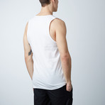 Ultra Soft Semi-Fitted Vertical Graphic Tank // White + Gold Print (2XL)