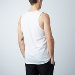 Ultra Soft Semi-Fitted Bar Graphic Tank // White + Gold Print (S)