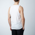 Ultra Soft Semi-Fitted Horizontal Graphic Tank // White + Gold Print (XL)